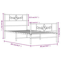 Bettgestell mit Kopf- und Fußteil Metall Weiß 80x200 cm