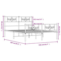 Bettgestell mit Kopf- und Fußteil Metall Weiß 150x200 cm