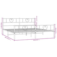 Bettgestell mit Kopf- und Fußteil Metall Schwarz 200x200 cm