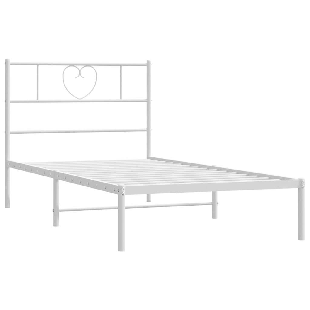 Metallbett ohne Matratze mit Kopfteil Weiß 75x190 cm