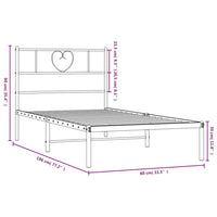 Metallbett ohne Matratze mit Kopfteil Weiß 75x190 cm