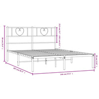 Bettgestell mit Kopfteil Metall Weiß 140x200 cm