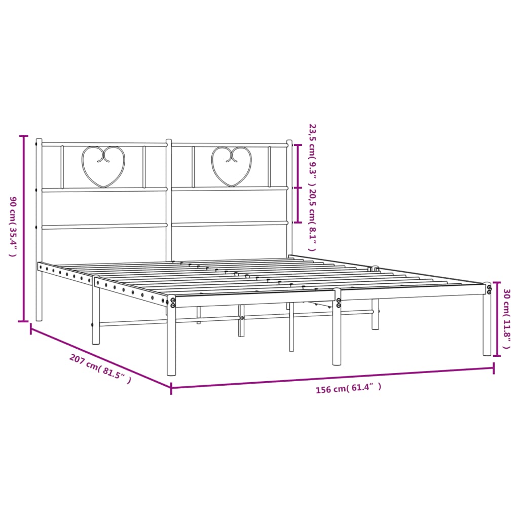 Bettgestell mit Kopfteil Metall Weiß 150x200 cm