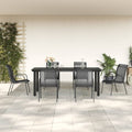 7-tlg. Garten-Essgruppe Schwarz Stahl und Textilene