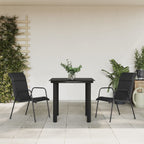 3-tlg. Garten-Essgruppe Schwarz Stahl und Textilene