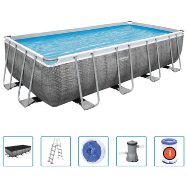 Bestway Power Steel Pool-Set Rechteckig 488×244×122 cm