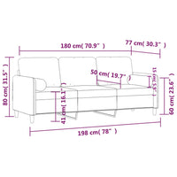 3-Sitzer-Sofa mit Zierkissen Blau 180 cm Samt