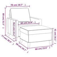 Sessel mit Hocker Blau 60 cm Samt