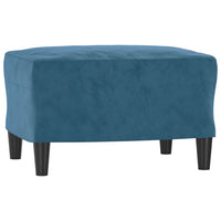 3-Sitzer-Sofa mit Hocker Blau 180 cm Samt