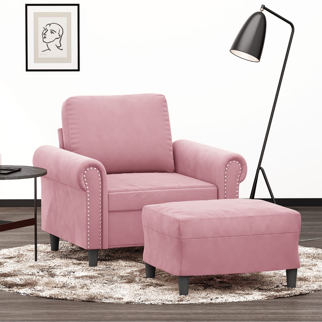 Sessel mit Hocker Rosa 60 cm Samt