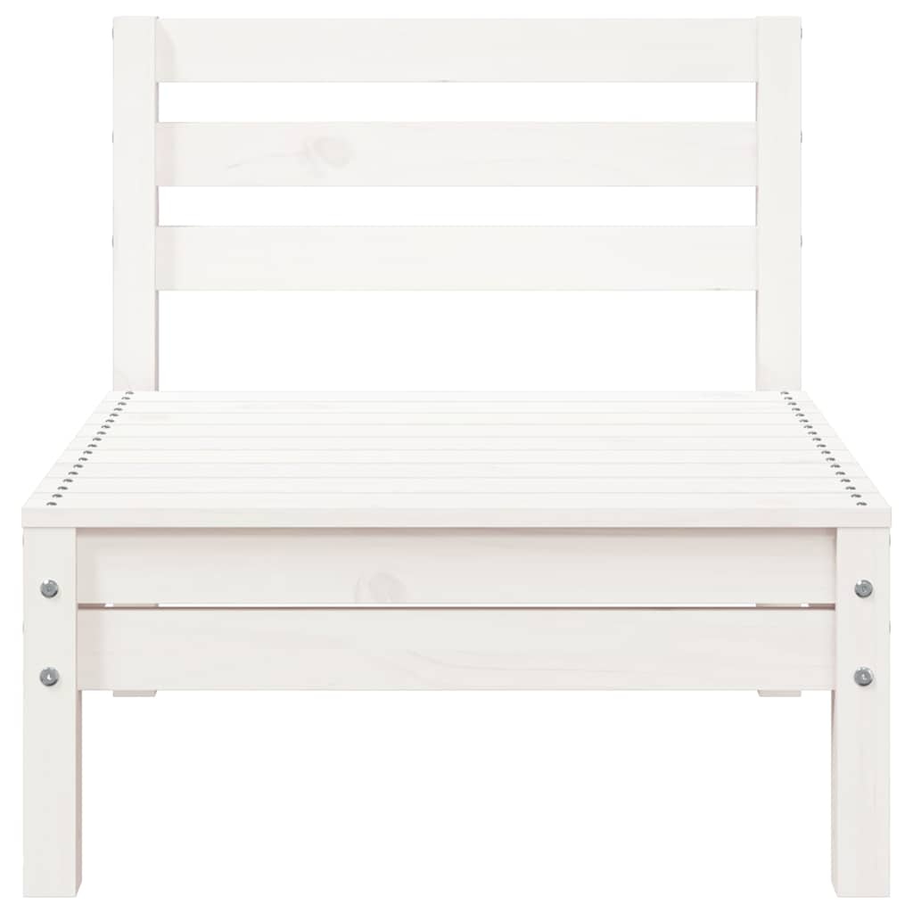 Gartensofa 3-Sitzer mit Hocker Weiß Massivholz Kiefer