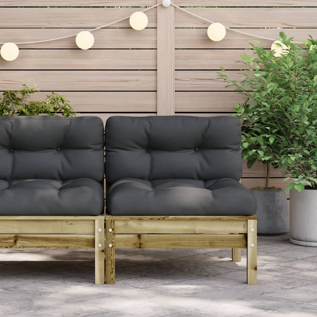 Gartensofa ohne Armlehnen mit Kissen Kiefernholz