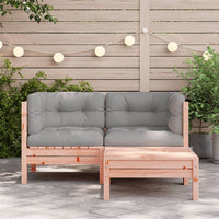 Gartensofa mit Kissen und Hocker 2-Sitzer