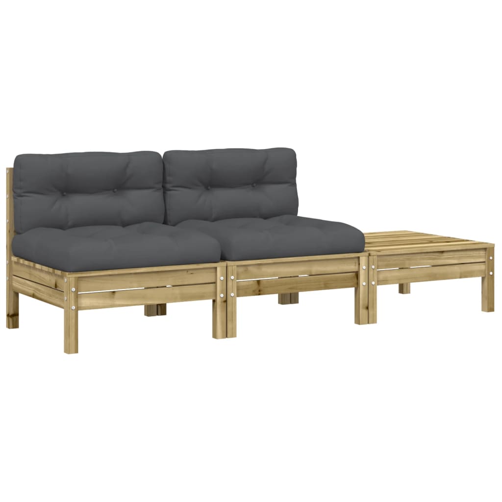 Gartensofa mit Kissen und Hocker 2-Sitzer