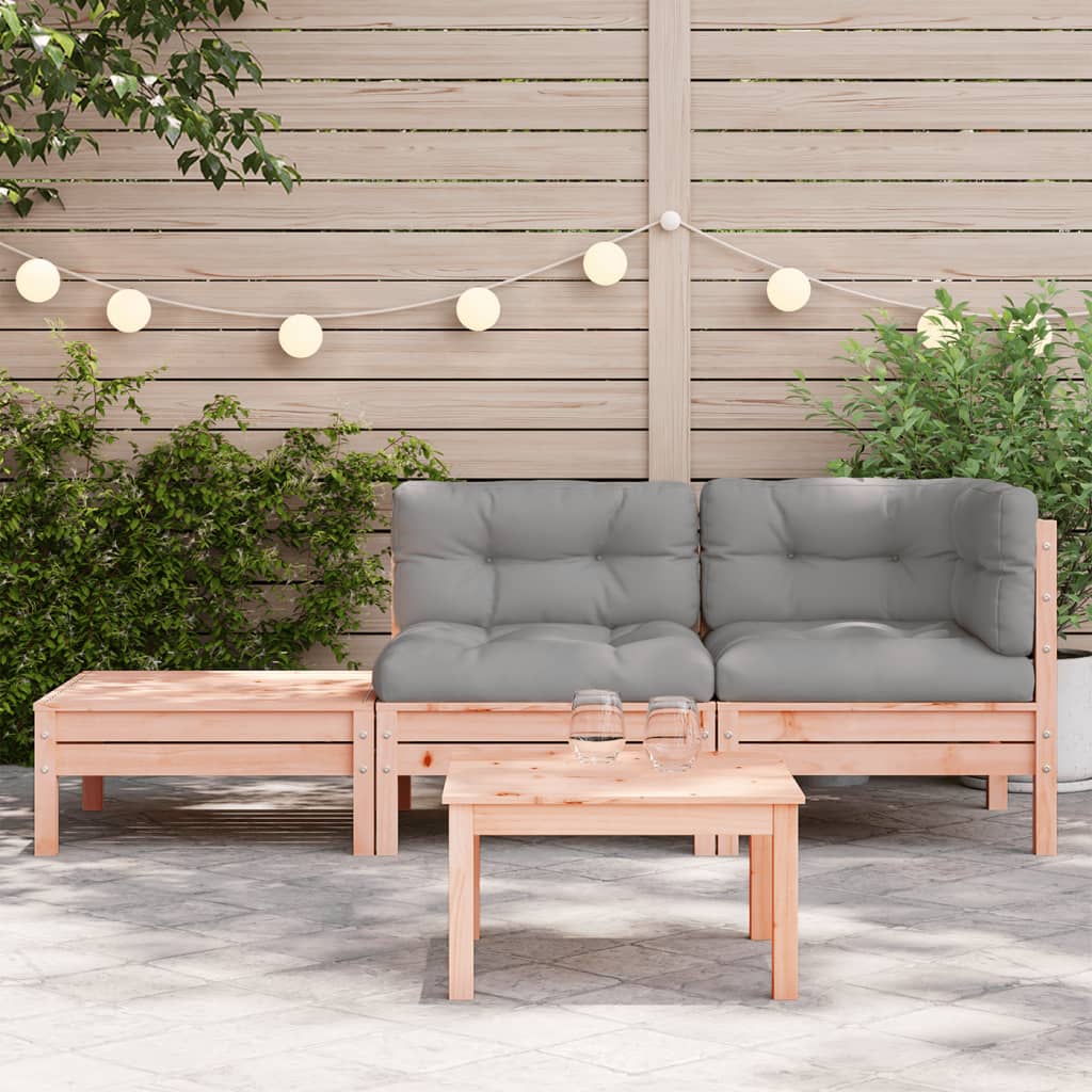 Gartensofa mit Kissen und Fußhocker Massivholz Douglasie