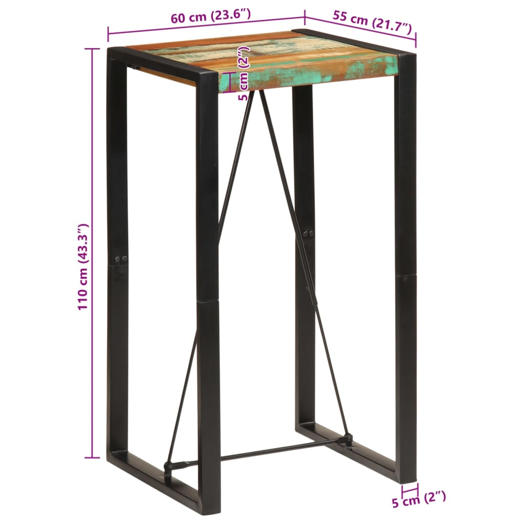Bartisch 60x55x110 cm Altholz Massiv