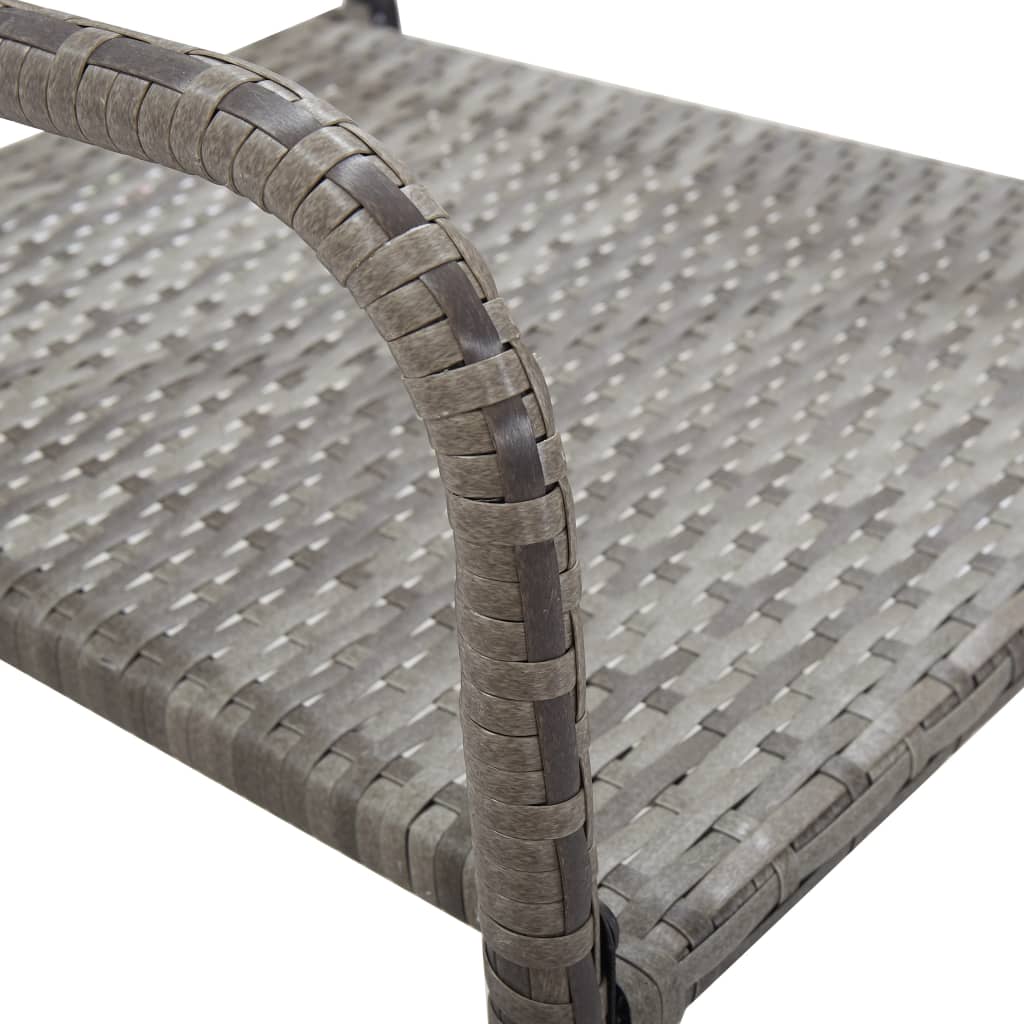 3-tlg. Garten-Essgruppe Grau und Schwarz Poly Rattan und Stahl