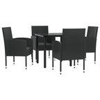 5-tlg. Garten-Essgruppe Schwarz Poly Rattan und Stahl