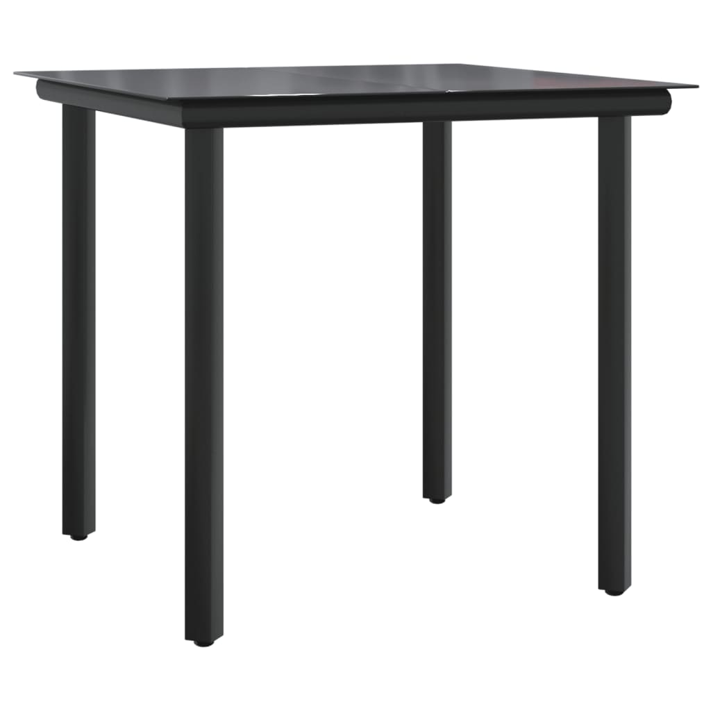 5-tlg. Garten-Essgruppe Schwarz Poly Rattan und Stahl