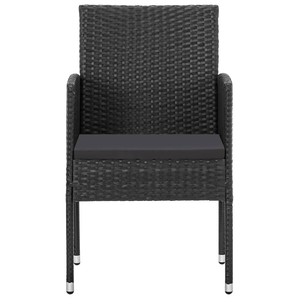 5-tlg. Garten-Essgruppe Schwarz Poly Rattan und Stahl