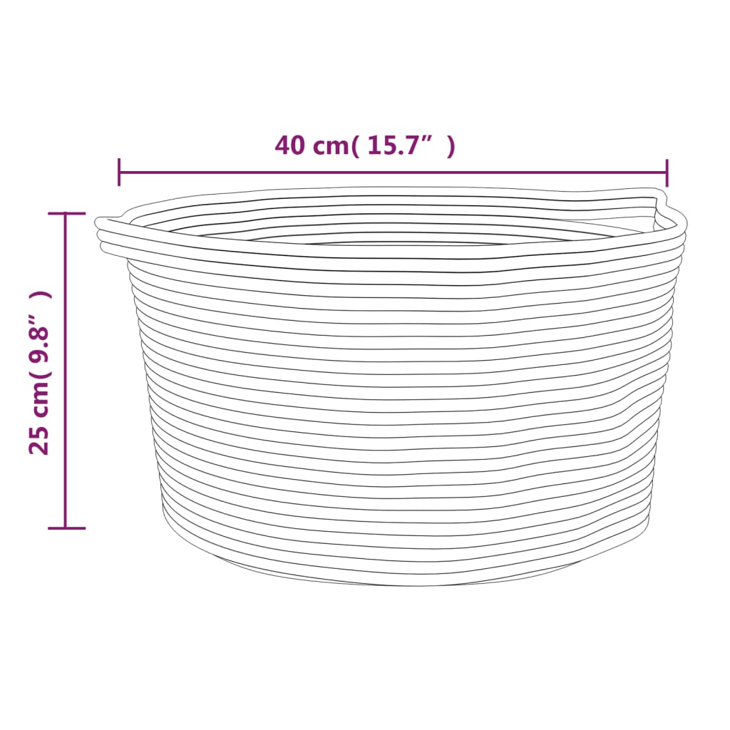 Aufbewahrungskorb Grau und Weiß Ø40x25 cm Baumwolle