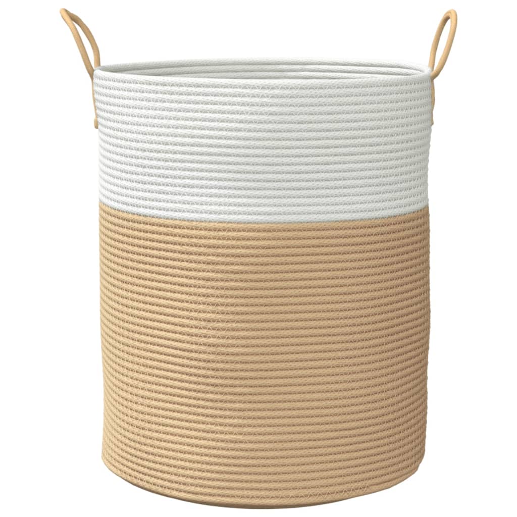 Aufbewahrungskorb Beige und Weiß Ø38x46 cm Baumwolle