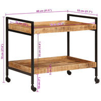 Küchenwagen 80x55x70 cm Raues Massivholz Mango