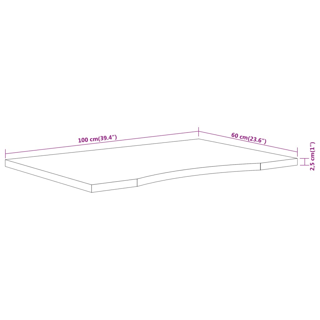 Schreibtischplatte 100x60x2,5 cm Rechteckig Massivholz Akazie