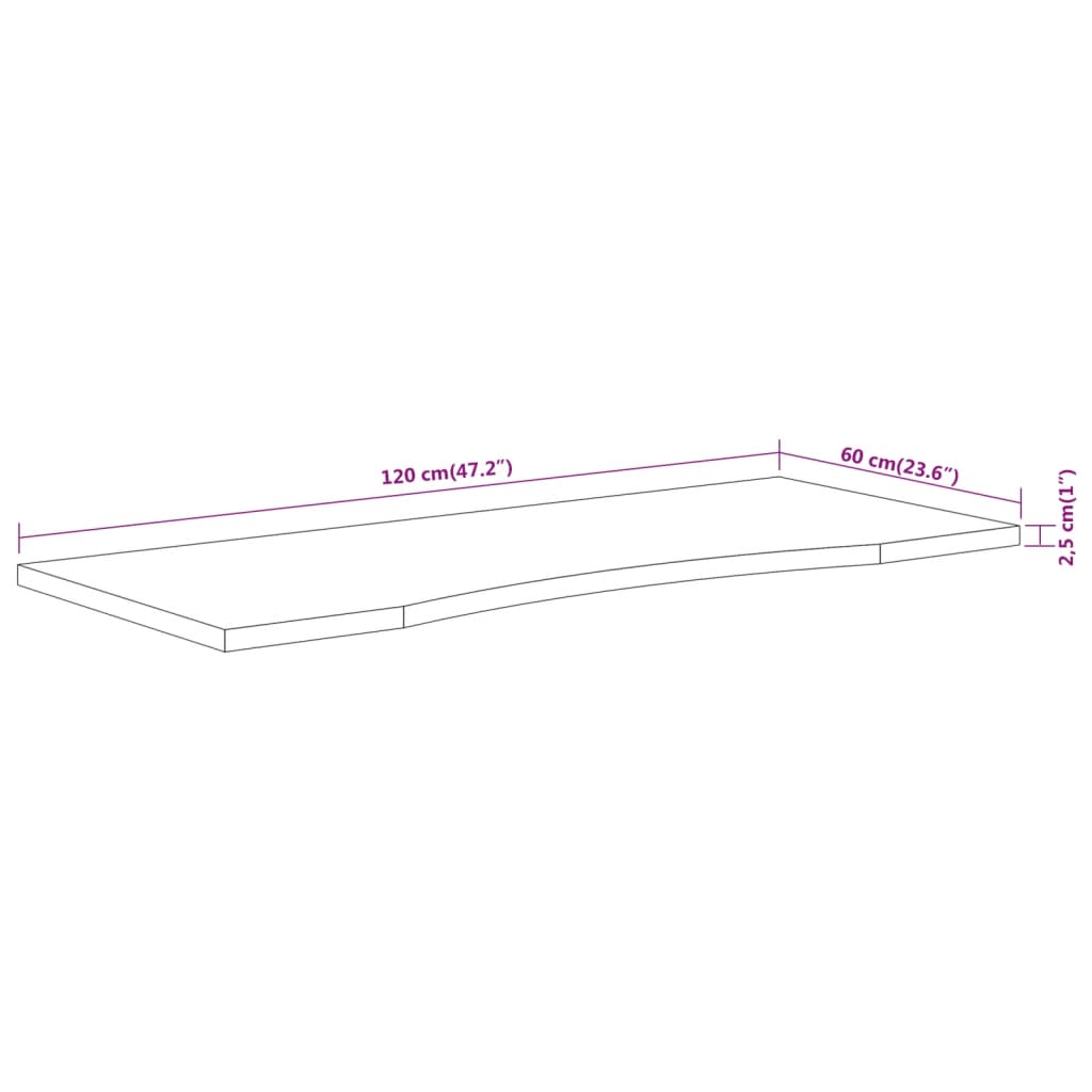 Schreibtischplatte 120x60x2,5 cm Rechteckig Massivholz Akazie