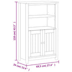 Badschrank BERG Schwarz 69,5x34x110 cm Massivholz Kiefer