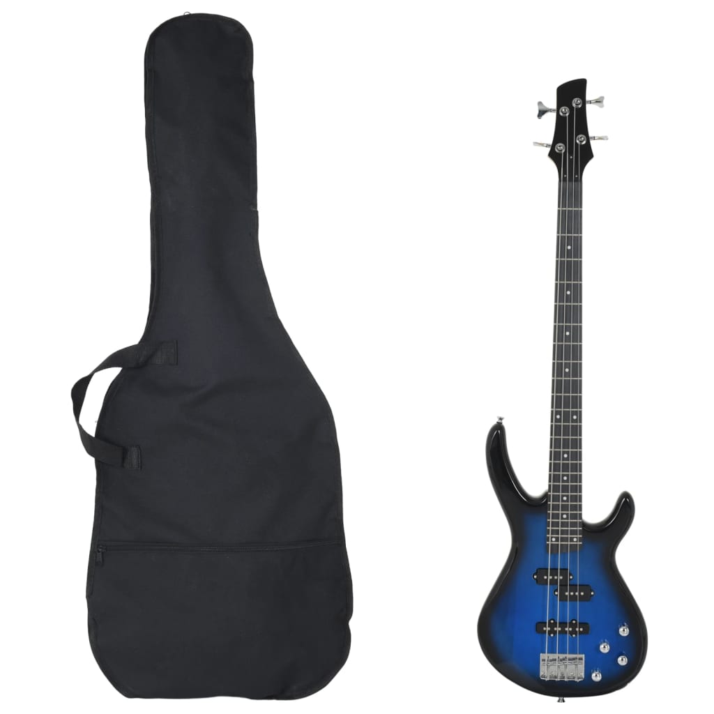 E-Bass für Anfänger mit Tasche Blau und Schwarz 4/4 46"