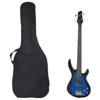 E-Bass für Anfänger mit Tasche Blau und Schwarz 4/4 46"