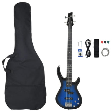 E-Bass für Anfänger mit Tasche Blau und Schwarz 4/4 46"