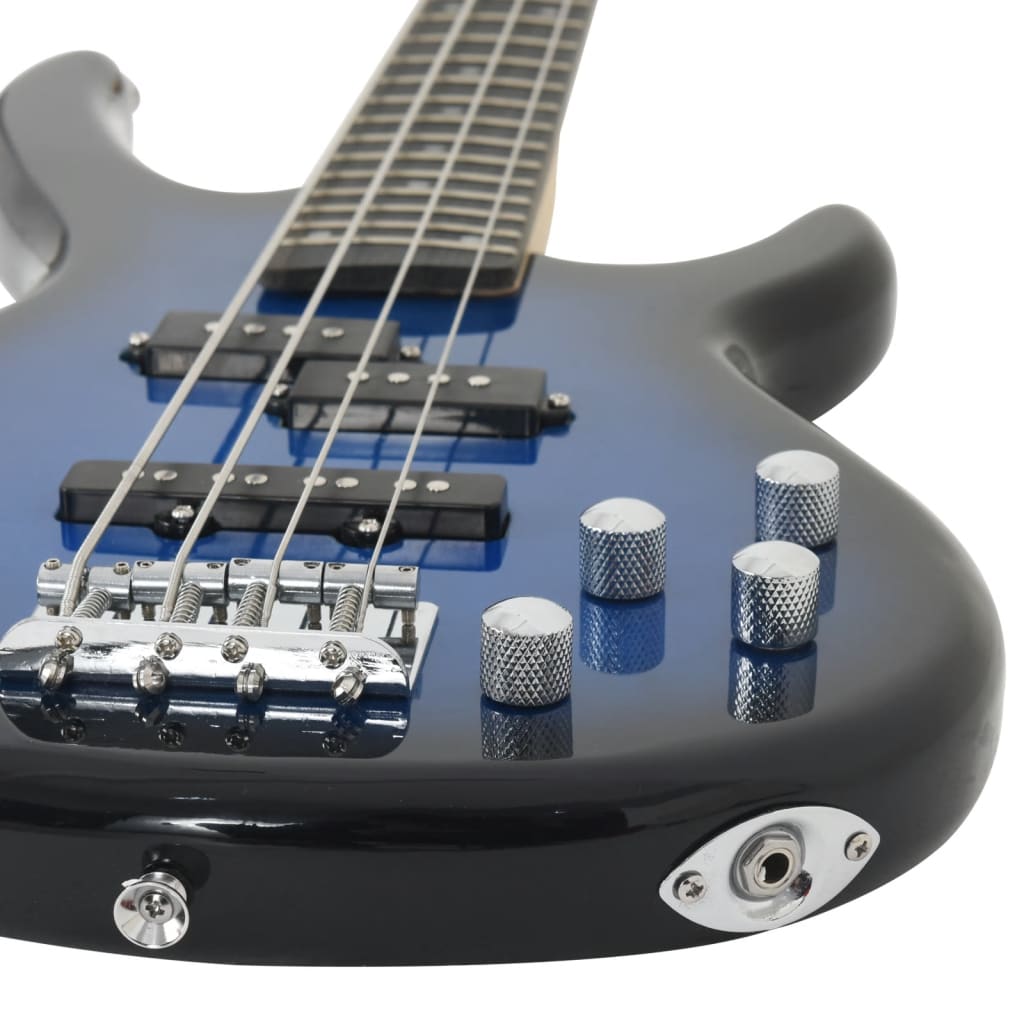 E-Bass für Anfänger mit Tasche Blau und Schwarz 4/4 46"