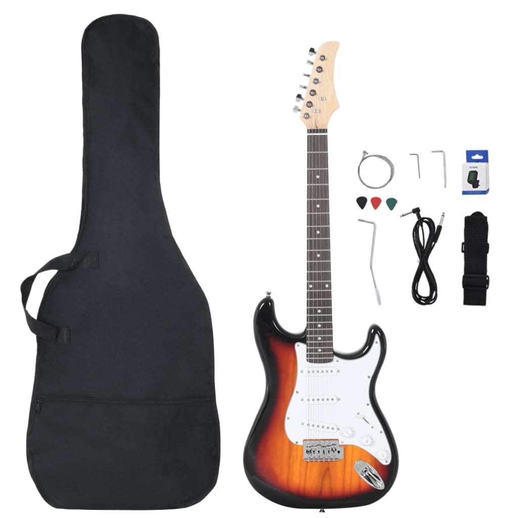 E-Gitarre für Anfänger mit Tasche Braun und Weiß 4/4 39"