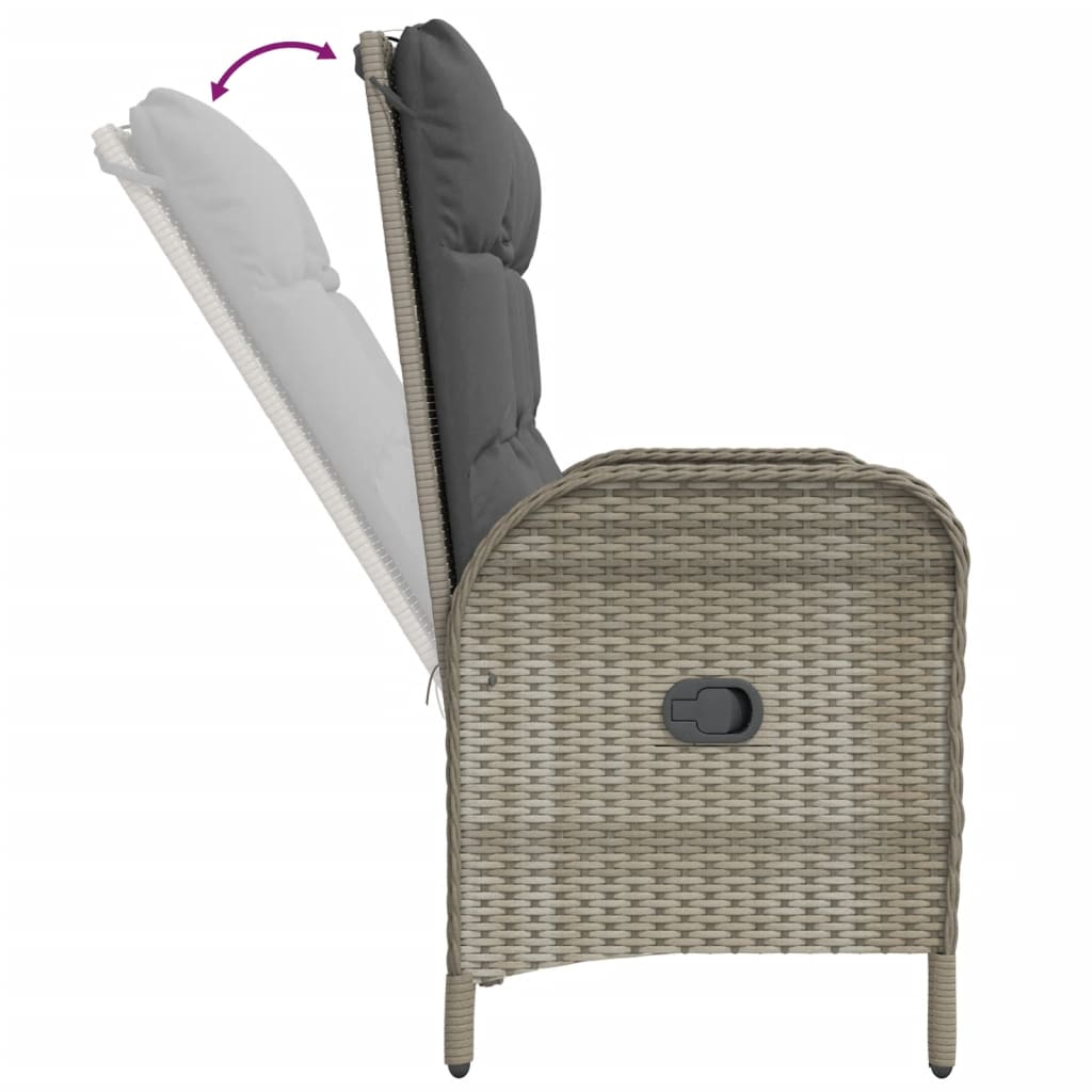 4-tlg. Garten-Essgruppe mit Kissen Grau Poly Rattan
