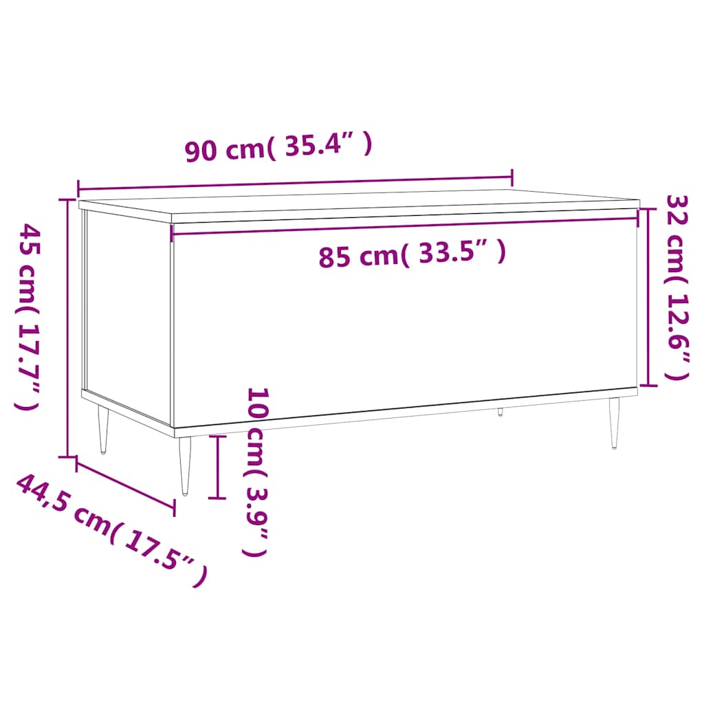 Couchtisch Braun Eichen-Optik 90x44,5x45 cm Holzwerkstoff
