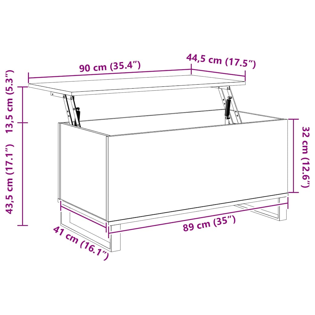 Couchtisch Betongrau 90x44,5x45 cm Holzwerkstoff