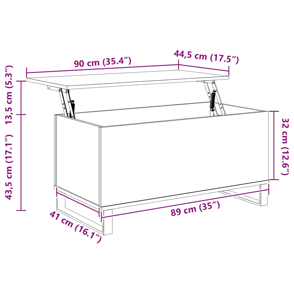 Couchtisch Räuchereiche 90x44,5x45 cm Holzwerkstoff