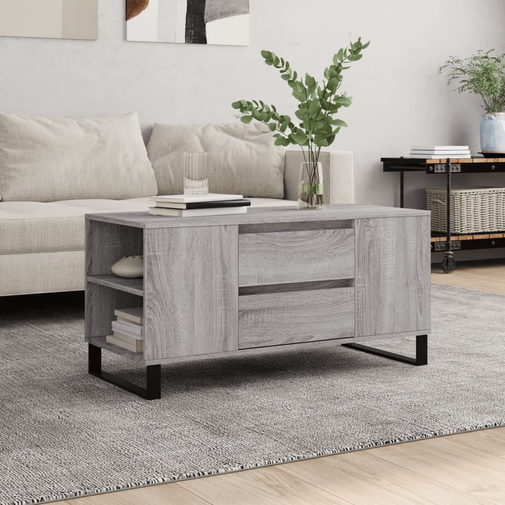 Couchtisch Grau Sonoma 102x44,5x50 cm Holzwerkstoff