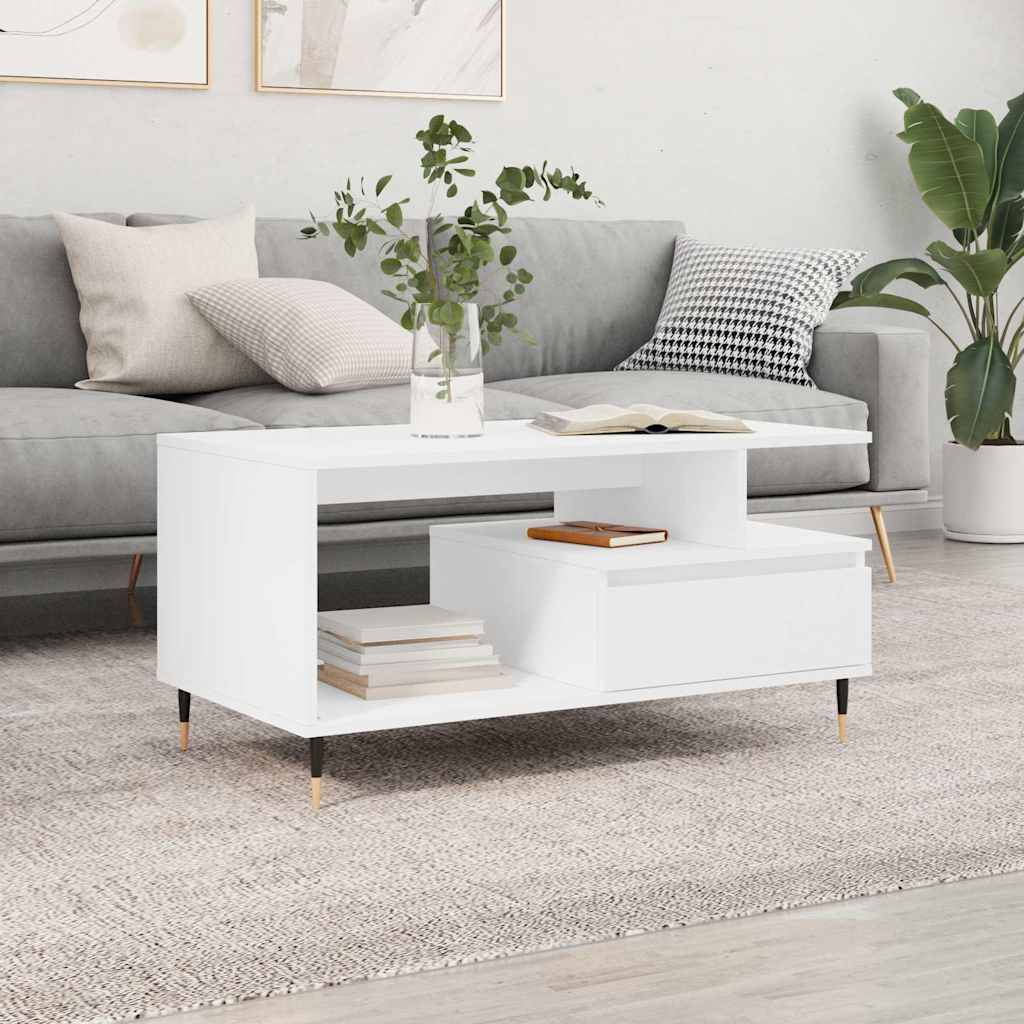 Couchtisch Weiß 90x49x45 cm Holzwerkstoff