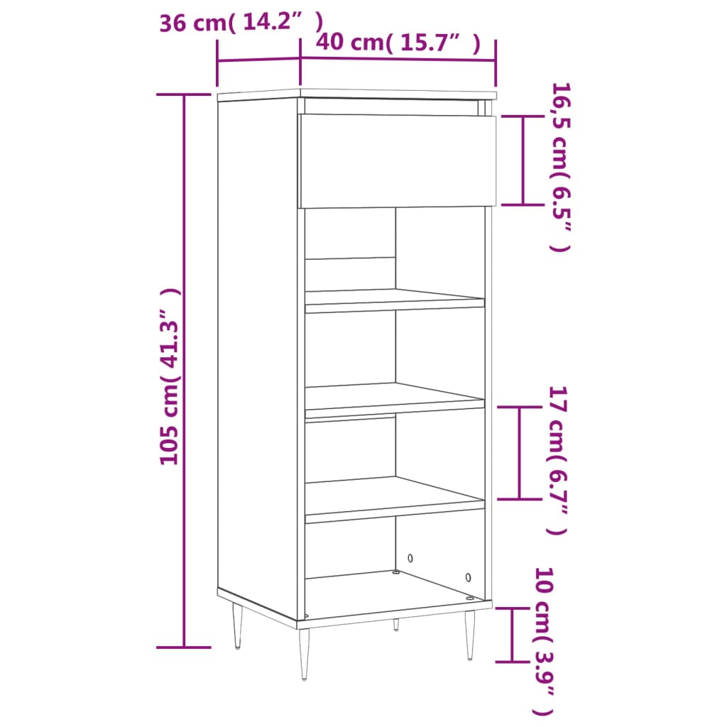 Schuhschrank Weiß 40x36x105 cm Holzwerkstoff