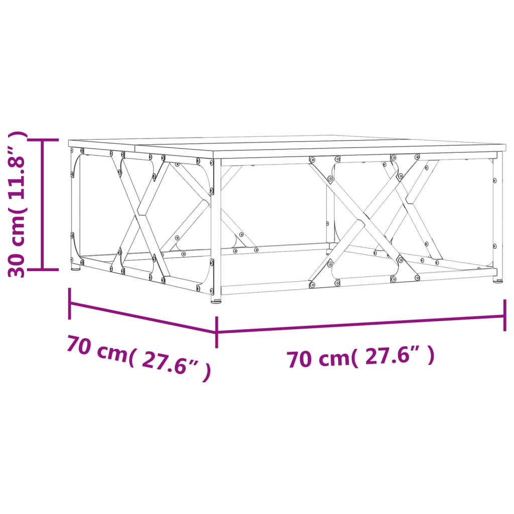 Couchtisch Grau Sonoma 70x70x30 cm Holzwerkstoff