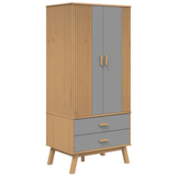 Kleiderschrank OLDEN Grau Braun 76,5x53x172cm Massivholz Kiefer