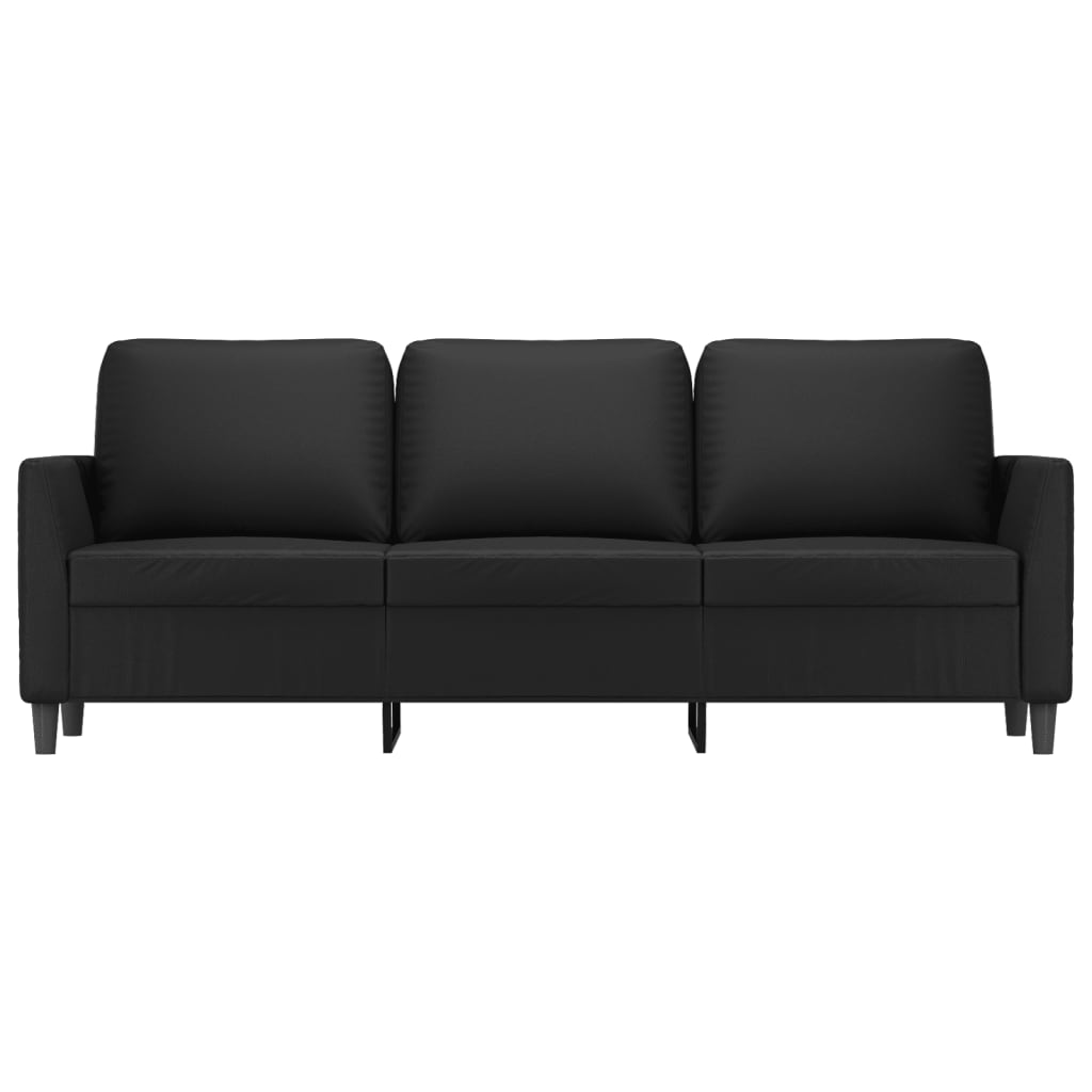 3-Sitzer-Sofa Schwarz 180 cm Kunstleder