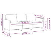 3-Sitzer-Sofa Grau 180 cm Kunstleder