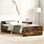 Bettgestell ohne Matratze Räuchereiche 90x200 cm Holzwerkstoff