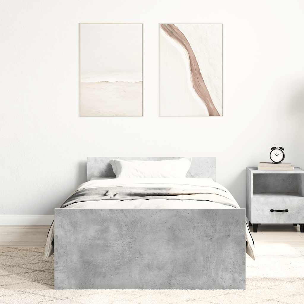 Bettgestell Betongrau 90x190 cm Holzwerkstoff
