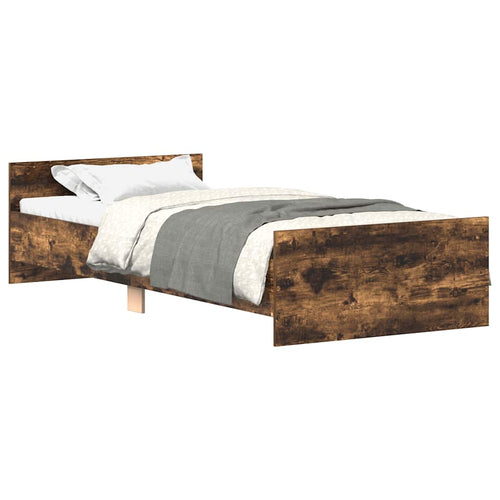 Bettgestell ohne Matratze Räuchereiche 90x190 cm Holzwerkstoff