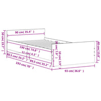 Bettgestell Grau Sonoma 90x190 cm Holzwerkstoff